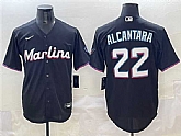 Men's Miami Marlins #22 Sandy Alcantara Black Cool Base Stitched Jersey,baseball caps,new era cap wholesale,wholesale hats